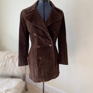 Brown Suede Bebe Jacket/Trench/Pea Coat size S-M